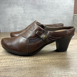 Michel M.~Women’s~Brown~Leather~Mules Heels~Size 10M 